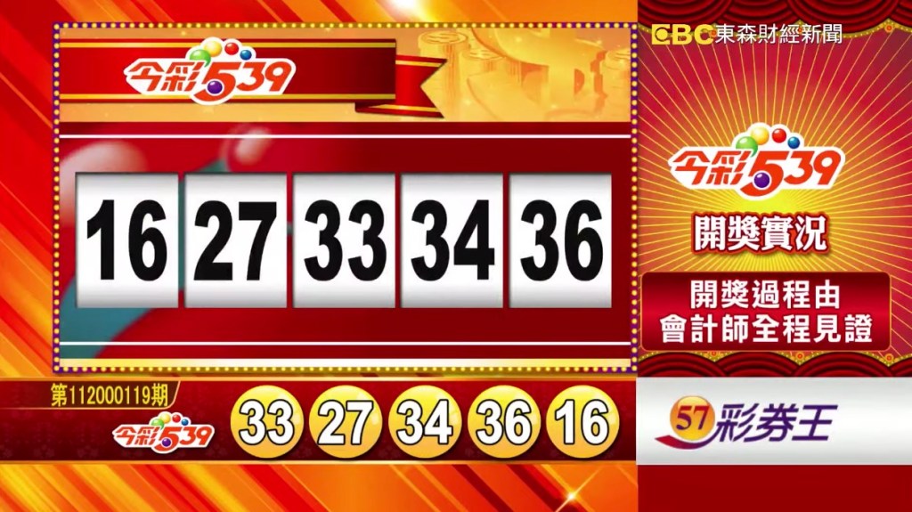 今彩539 - 第112000119期