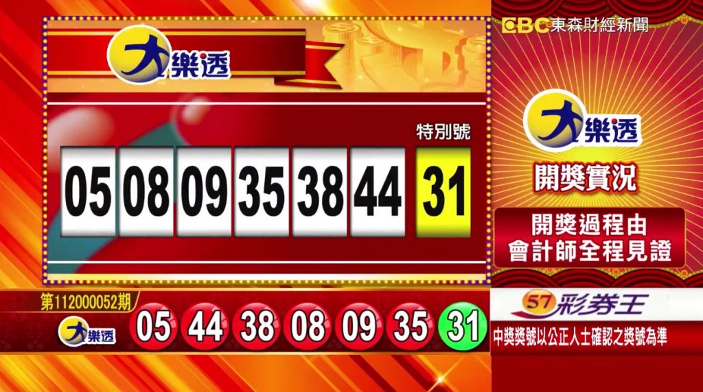 大樂透 - 第11200052期