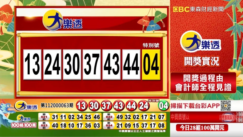 大樂透 - 第11200063期