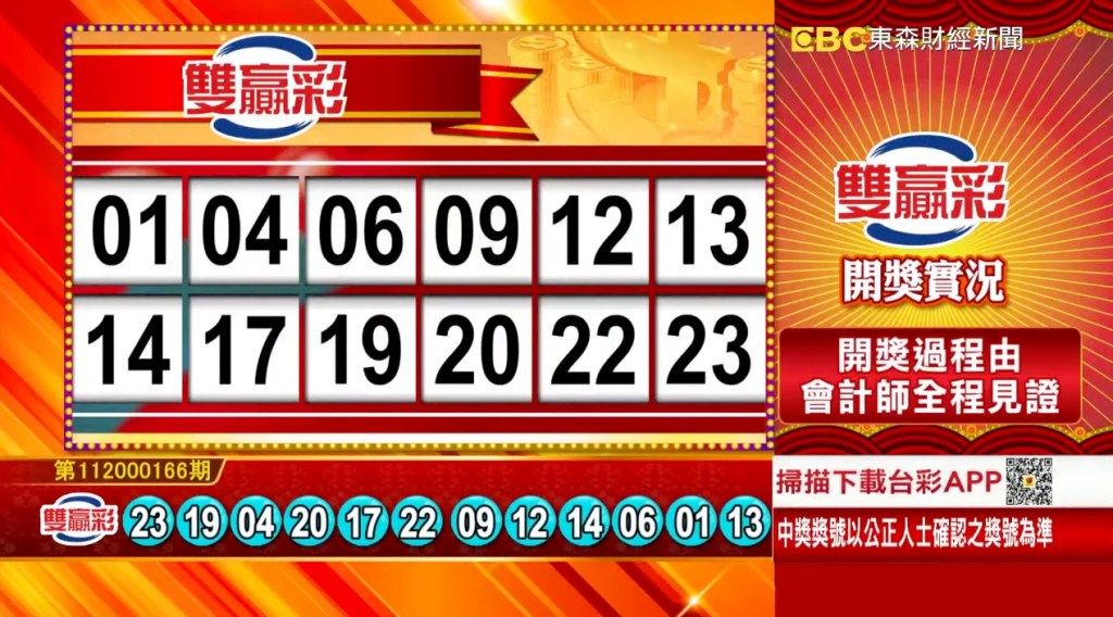 雙贏彩 - 第112000166期
