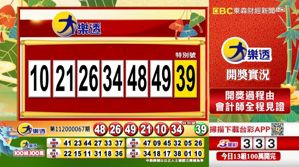 大樂透 - 第11200067期