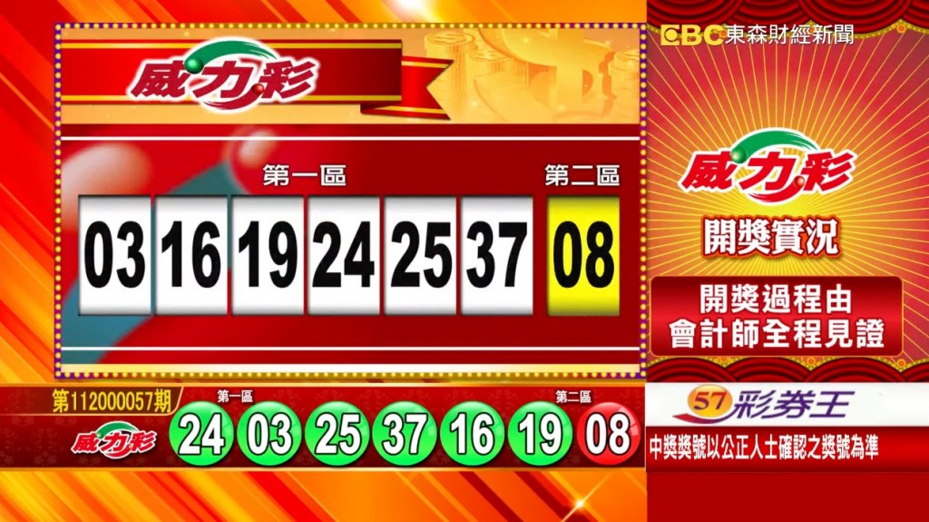 威力彩 - 第11200057期 