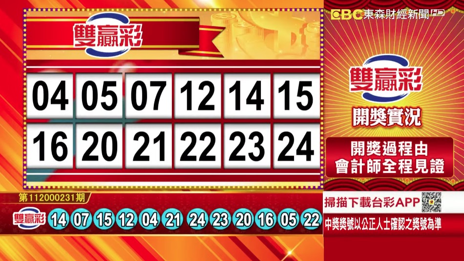 今彩539 - 第112000231期 