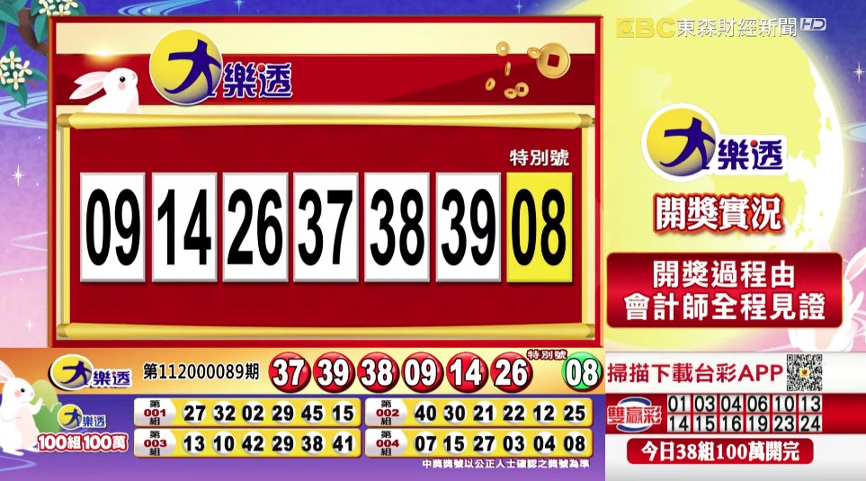 大樂透 - 第11200089期 